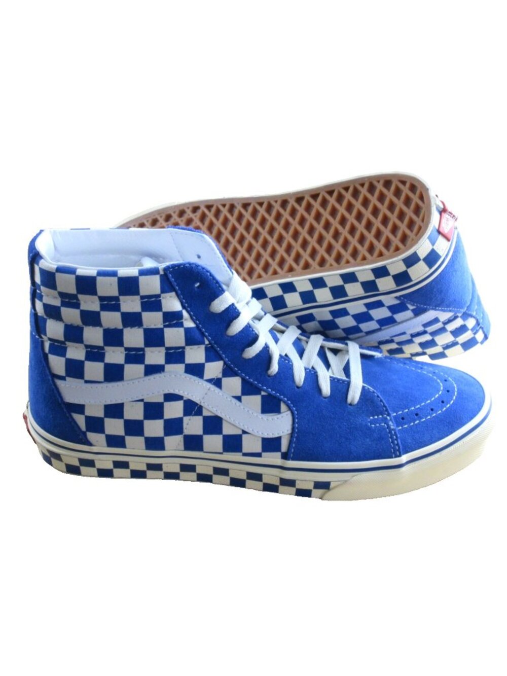 Vans Men's Sk8-Hi Checkerboard Sidewall Classic Blue White shoes Size 12 NEW